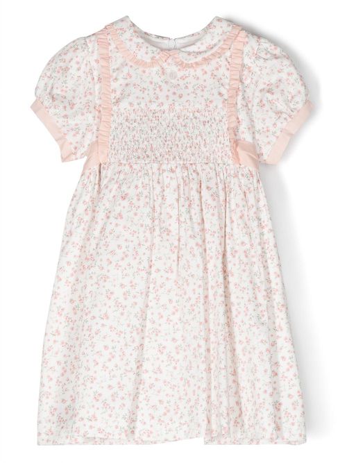 Ruffled-detailing dress - White