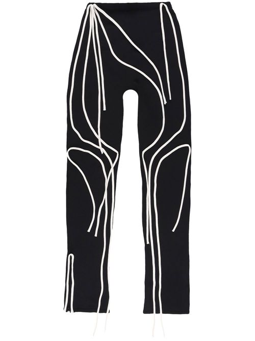 Contrast-trim flared trousers - Black