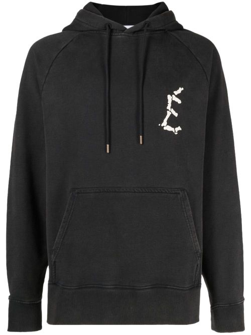 Logo-print drawstring hoodie - Black