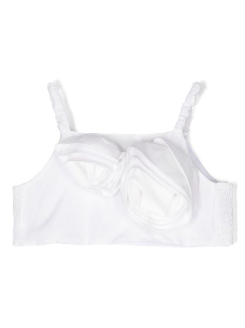 Floral-appliqué cropped top - White
