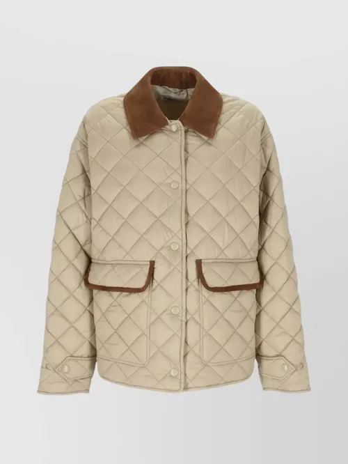 Miu Miu - quilted jacket with suede collar and pocket