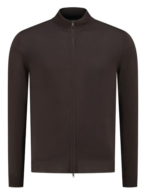 Zanone zip-up knitted cardigan - Brown