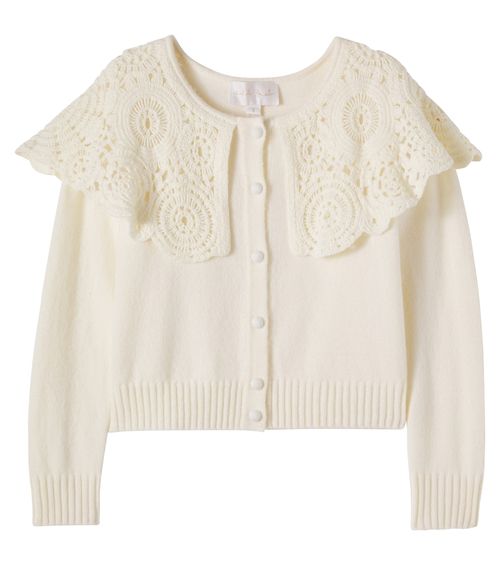Crochet-trimmed cotton-blend cardigan