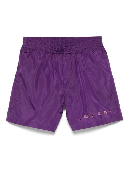 Marni Kids logo-print swim shorts - Purple