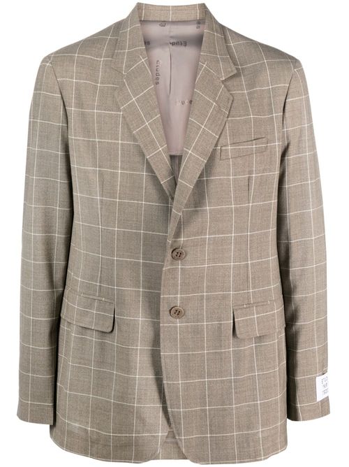 Windowpane-print single-breasted blazer - Brown