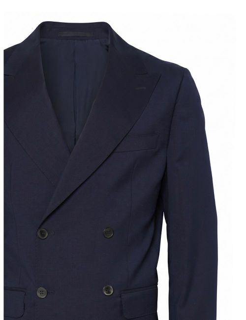 Double-Breasted Wool Blazer — Navy