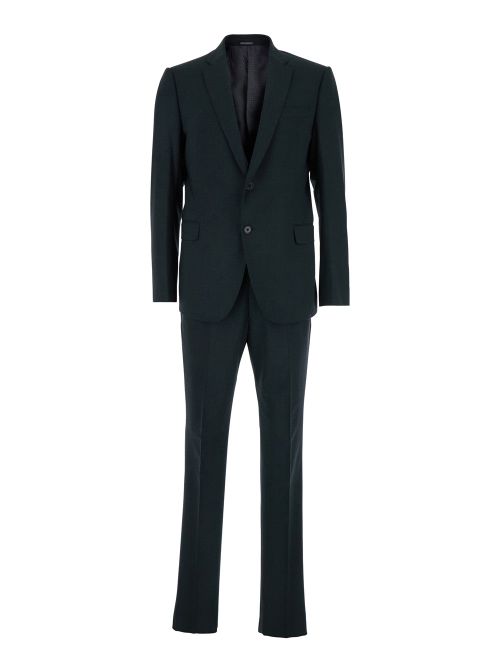 Single-Breasted Virgin Wool Blend Suit — Gray
