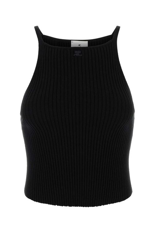 Black Viscose Blend Tank Top