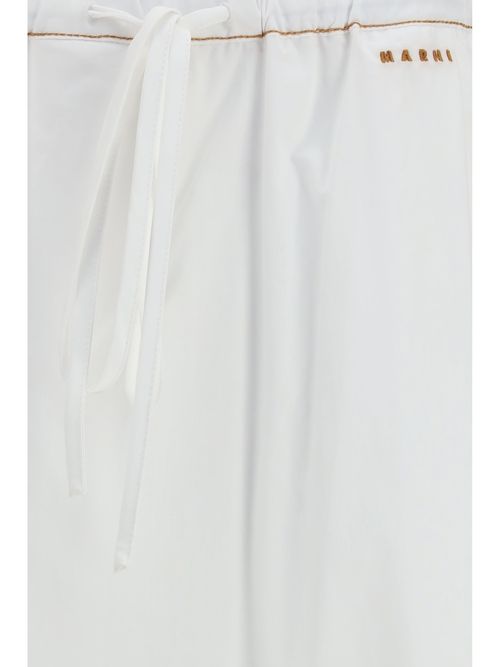 Wide-Leg Draped Cotton Trousers — White