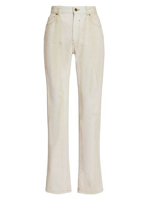 Women's Two-Tone Faded Wash High-Rise Straight-Leg Jeans - Bleu Jean Beige