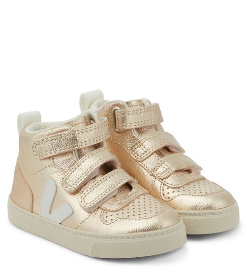 V-10 Mid metallic leather sneakers