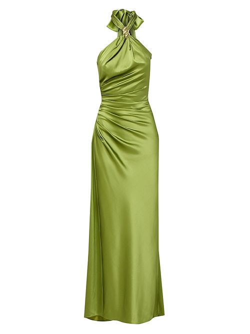 Women's Izaren Satin Halterneck Gown - Cactus