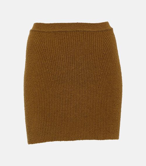 Ribbed-knit cotton-blend miniskirt