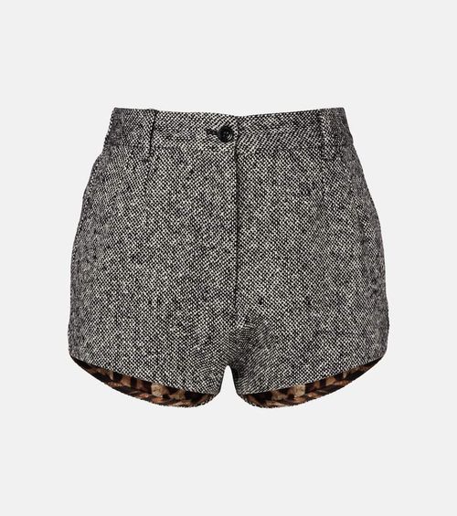 High-rise wool and cotton-blend shorts