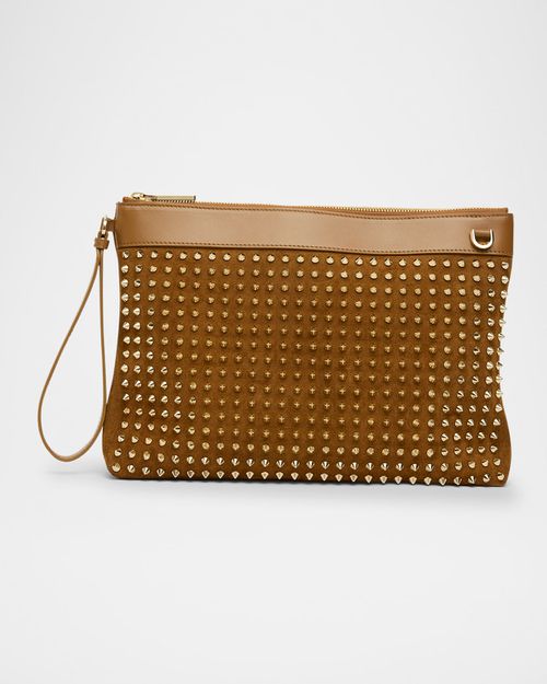Men's Funky Suede & Leather Spike Wrist Pouch