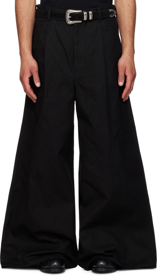 FUMITO GANRYU Black Reverse Baggy Work Trousers