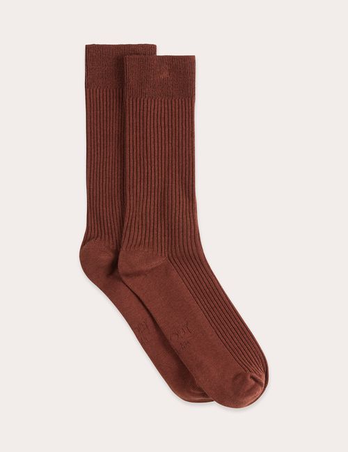 Ribbed Crew Socks - Rust