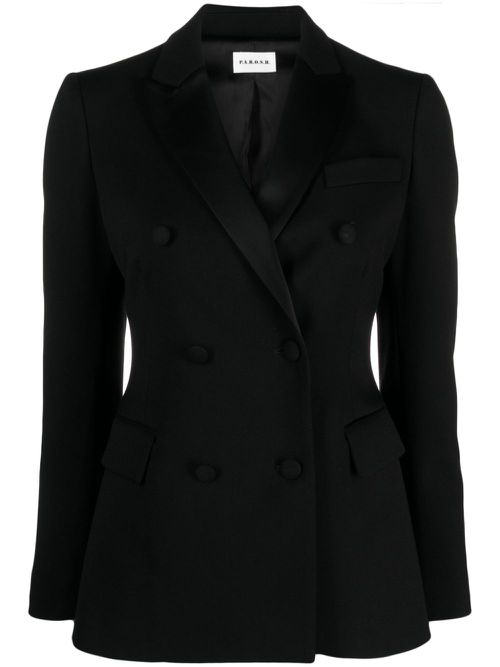 Tonal double-breasted blazer - Black