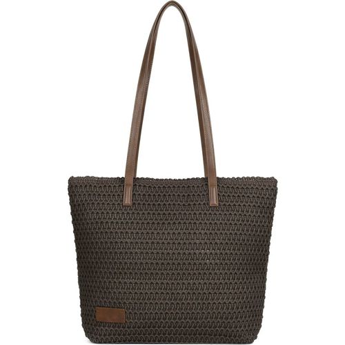 Woodland Leathers Womens Beach Bag - Large Straw Summer Tote with Zip Closure in Brown - One