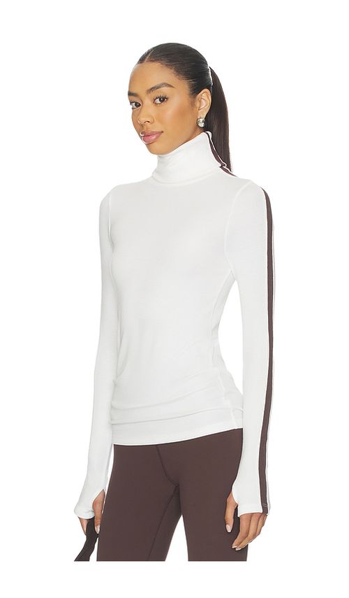 Splits59 Jackson Rib Full Length Turtleneck Top in White,Brown. - XL also in