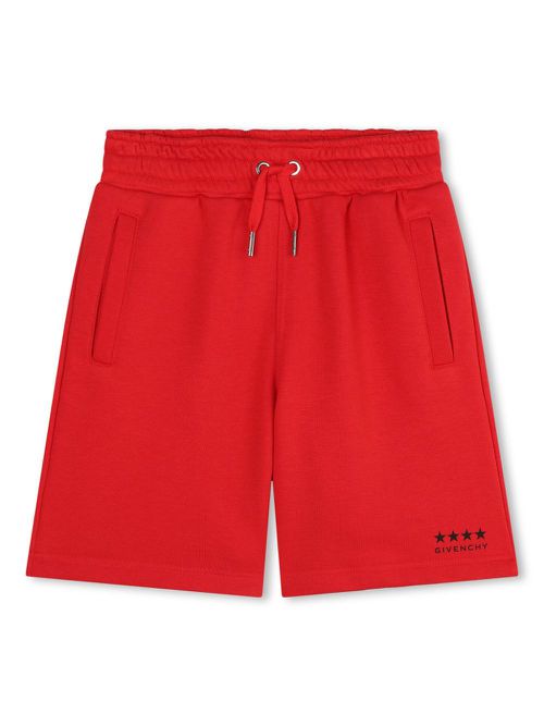 4G-print cotton track shorts - Red