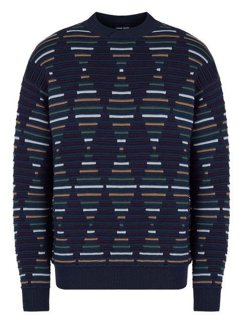 Giorgio Armani geometric-jacquard sweater - Blue