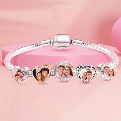 1 Pezzo Cuore Inciso Foto Incantaglio Regali Argentati Per Lei Con Foto, Donna Personalizzata Collana Gioielli Pendente Foto Incantaglio In Argento, R