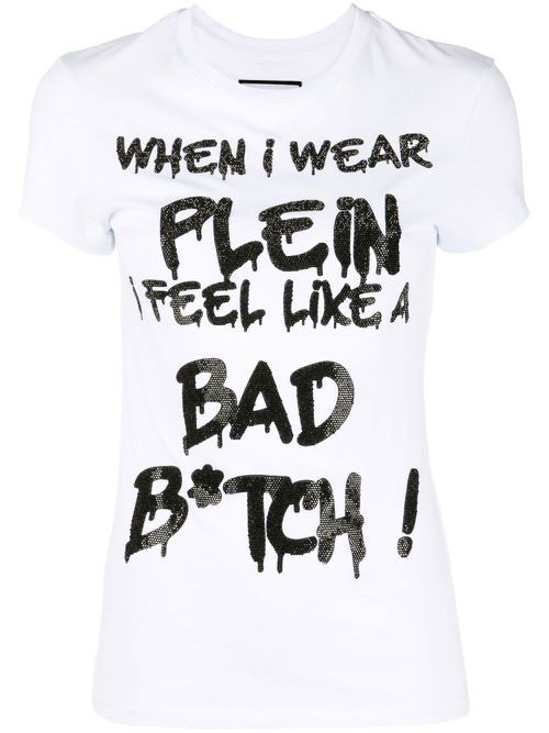 Sexy Pure rhinestone-embellished T-shirt - White