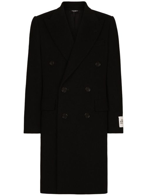 Double-breasted wool coat - Black