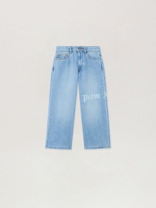 Logo Baggy Denim Pants Medium Kids  Celeste/light Blue