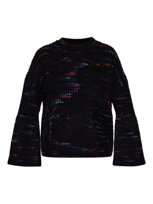 Textured mélange-effect sweater - Black