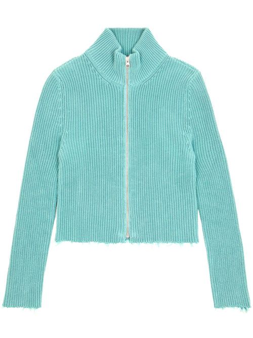 Raw-cut cropped cardigan - Blue