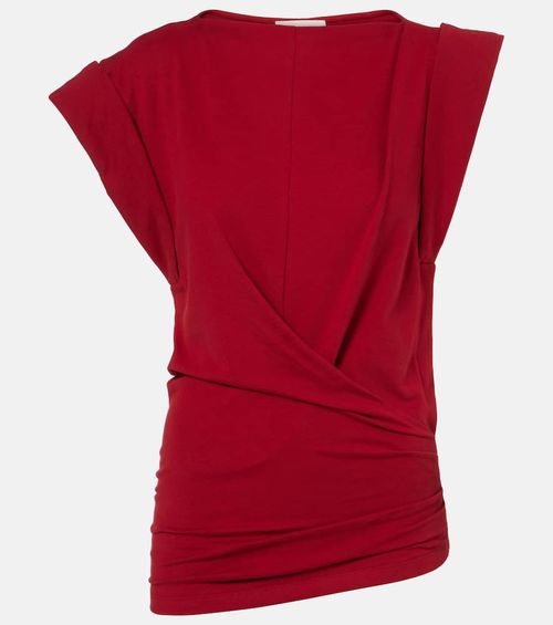 Draped cotton jersey top