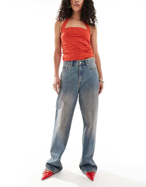 Echo regular fit straight leg in stray sky/peach distressed wash-Blue