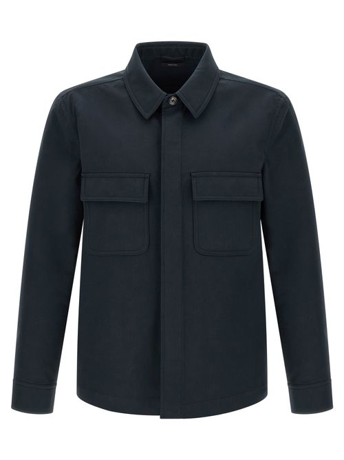 Heavy Cotton Twill Overshirt — Blue