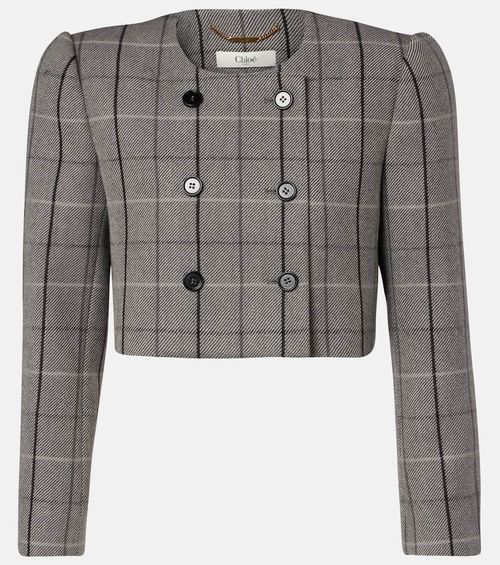 Chloé Checked cropped wool jacket