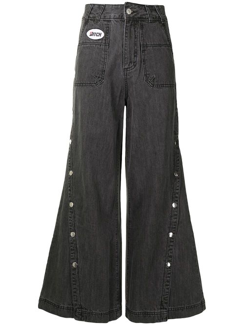 Button-leg flared jeans - Grey