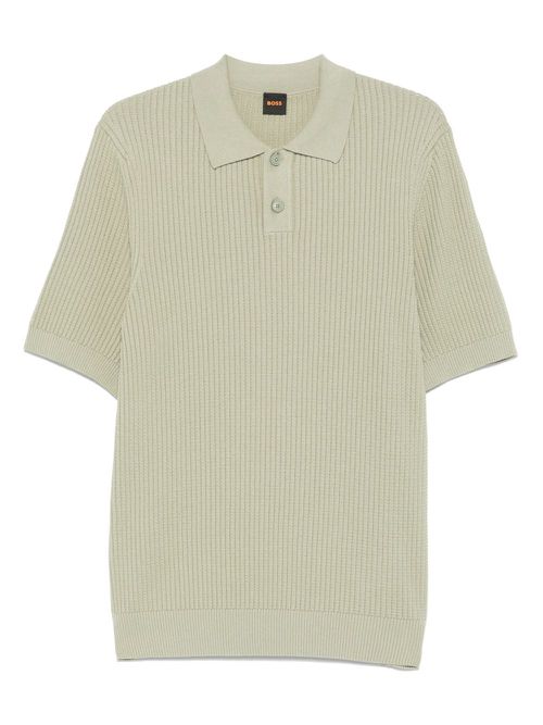 Ribbed-knit polo shirt - Green