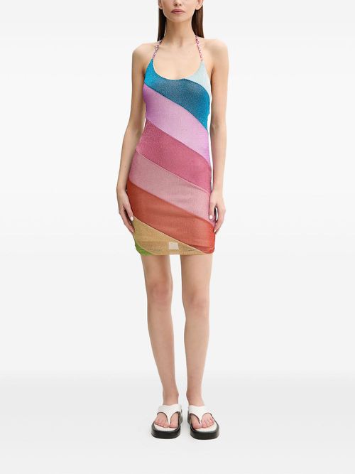 Rainbow stripe mini dress - Pink
