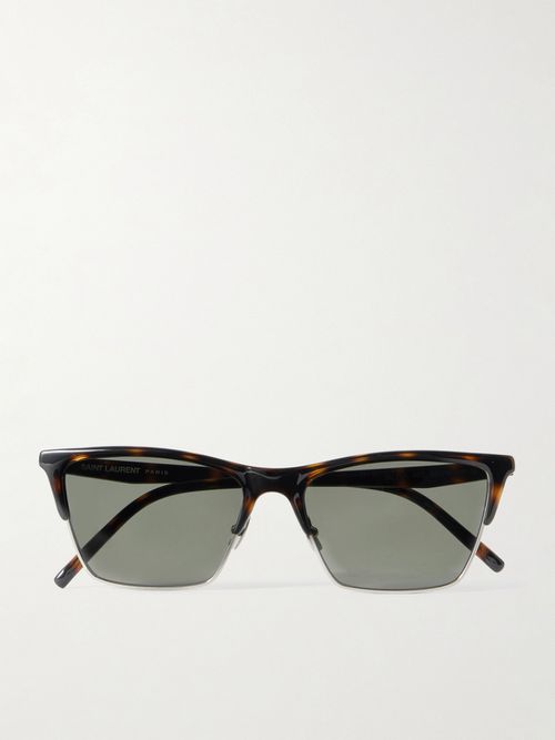 D-frame Tortoiseshell Acetate And Silver-tone Sunglasses - One size