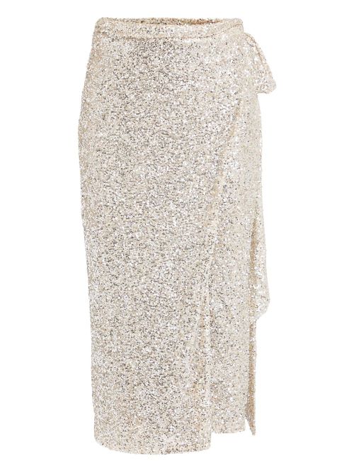 Sequin wrap asymmetric skirt - Silver