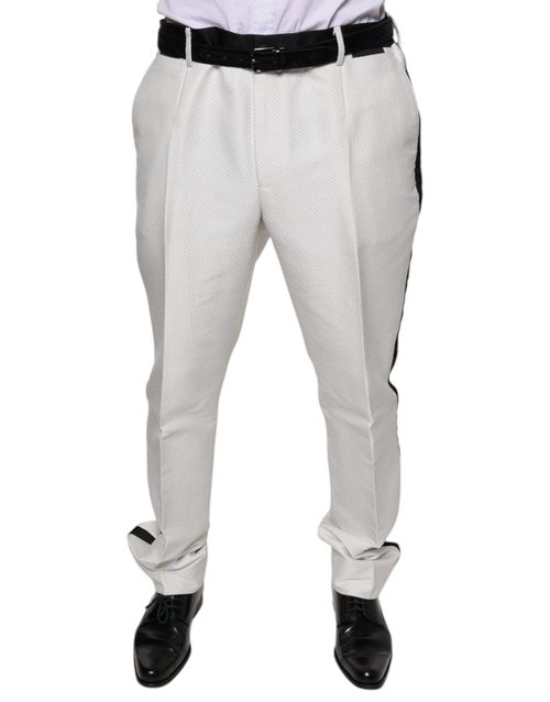 Polyester-Silk Blend Formal Trousers — White