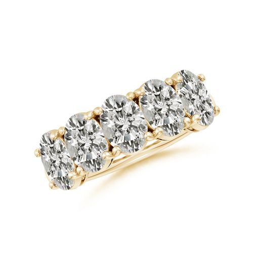 Angara 3.8 Carats Oval Diamond Five Stone Classic Anniversary Ring in 18K Yellow Gold