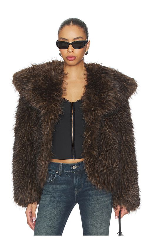 Apparis Yara Fox Coat in Brown. - M also in L, S