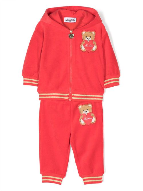 Patch-detail cotton-blend tracksuit set - Red