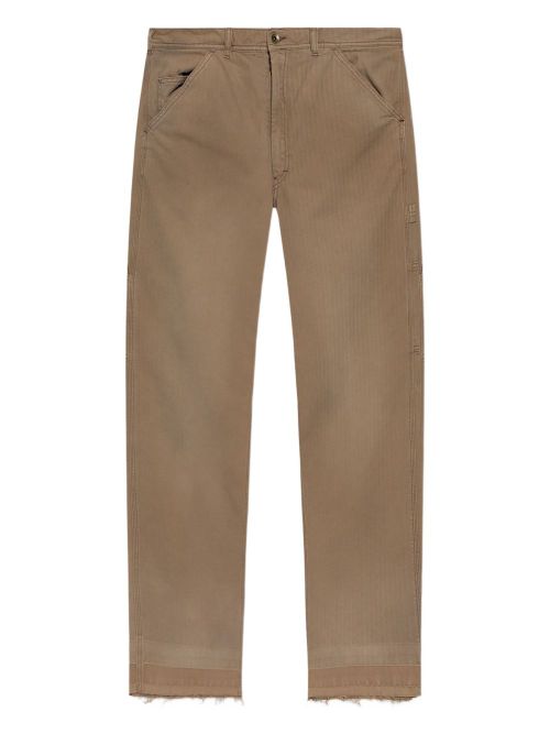Herringbone Cotton Trousers — Beige