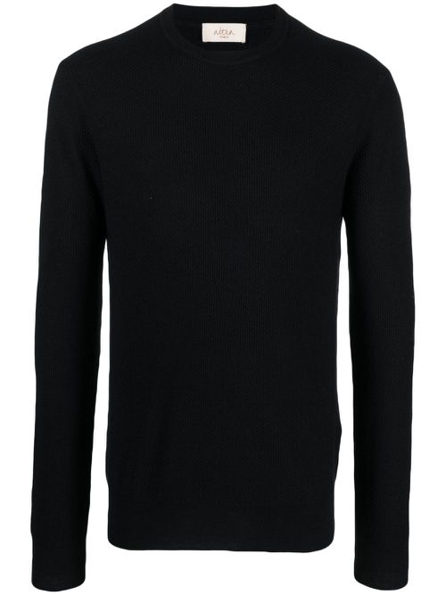 Cew-neck virgin-wool jumper - Black