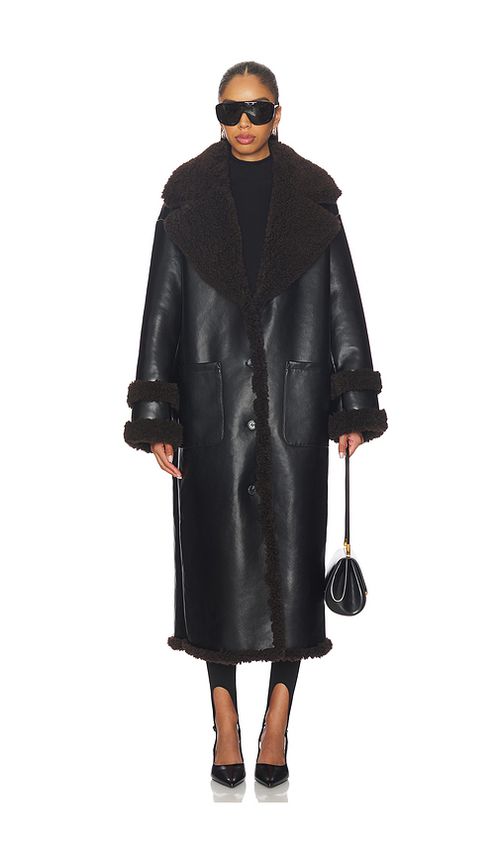 Lovers and Friends Irving Faux Leather Coat in Black. M. Also in L, S, XL