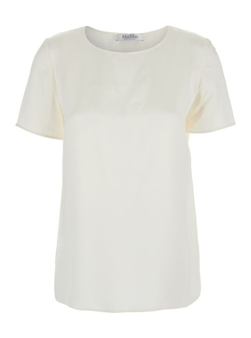 White Solid Round Neck Top