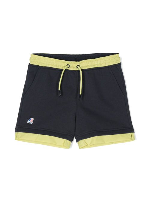 Logo-print layered shorts - Blue